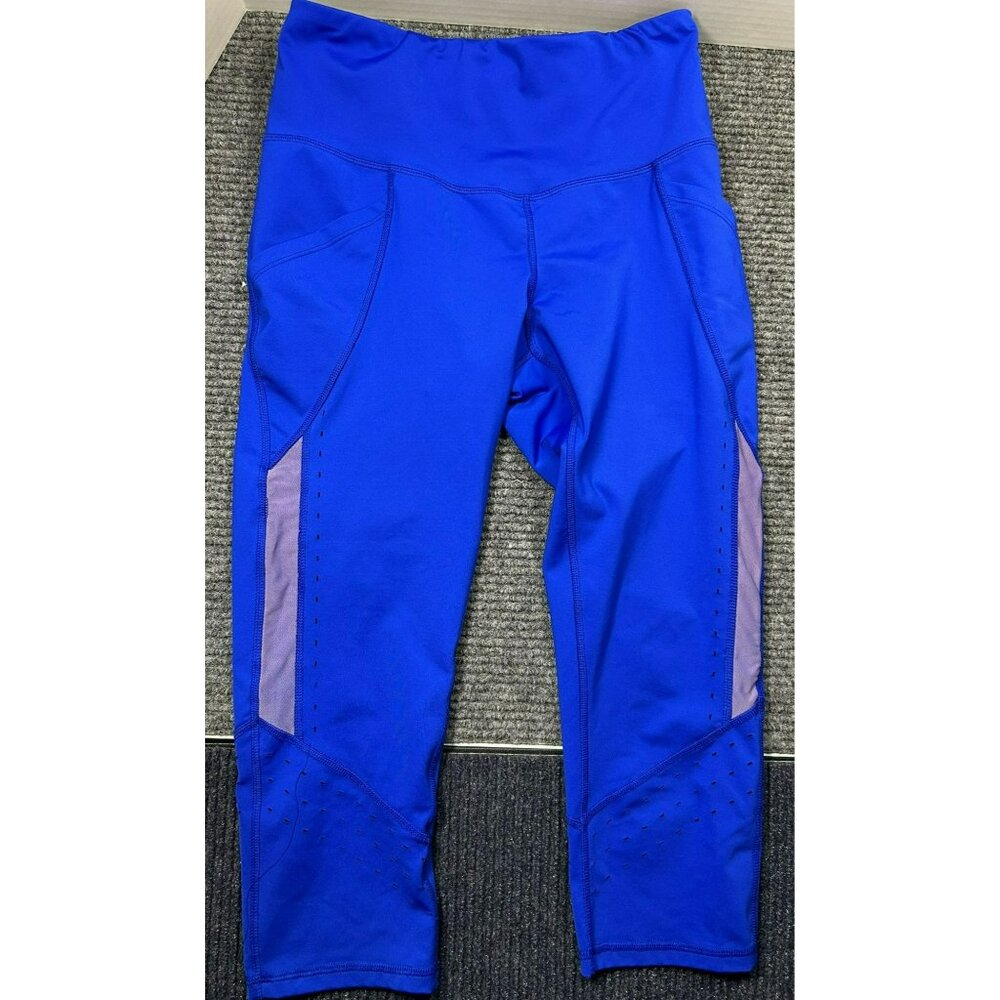 C9 by Champion Blue Cropped Athletic Leggings Mesh Panels & Laser Cut M